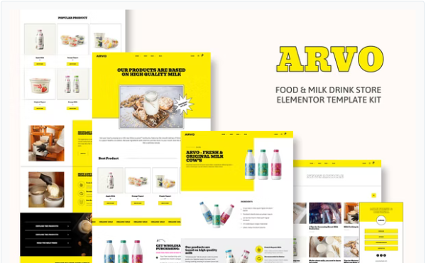 Arvo – Food & Milk Drink Store Elementor Template Kit