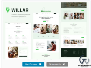 Willar – Content Copywriting Services Elementor Template Kit GPL