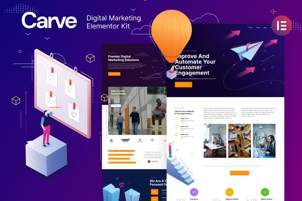 Carve — Digital Marketing Elementor Template Kit GPL