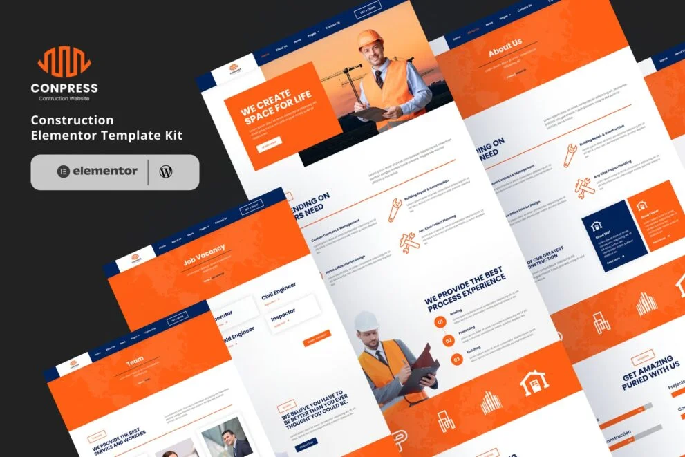 Conpress – Construction Service Elementor Template Kit GPL