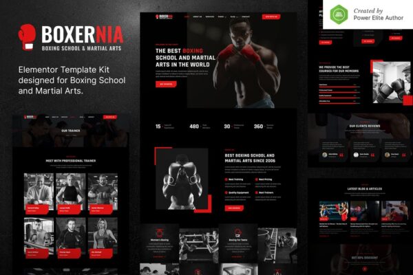 Boxernia – Boxing School & Martial Arts Elementor Template Kit GPL