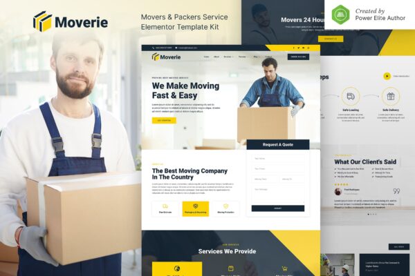 Moverie – Movers & Packers Service Elementor Template Kit GPL