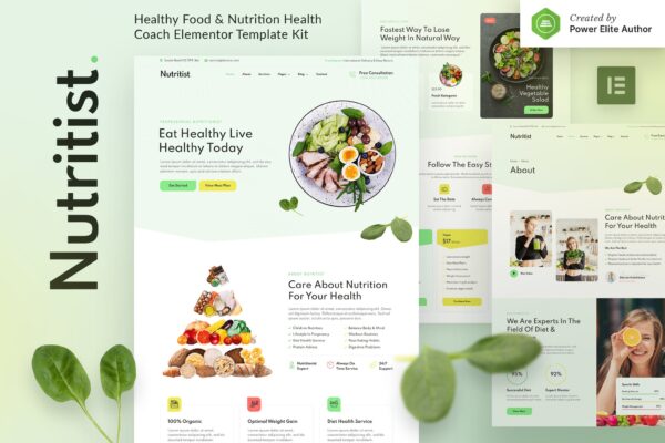 Nutritist – Healthy Food & Nutrition Coach Elementor Template Kit GPL