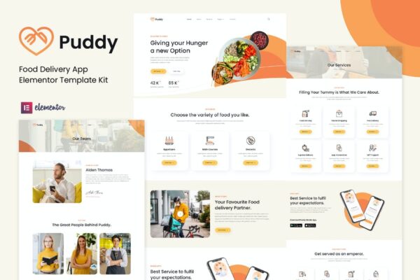 Puddy - Food Delivery App Elementor Template Kit GPL