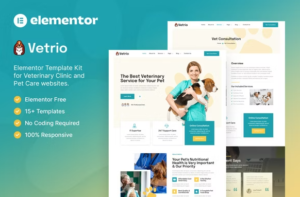 Vetrio – Veterinary Clinic & Pet Care Elementor Template Kit GPL