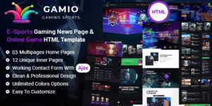 Gamio – eSports and Gaming HTML Template GPL