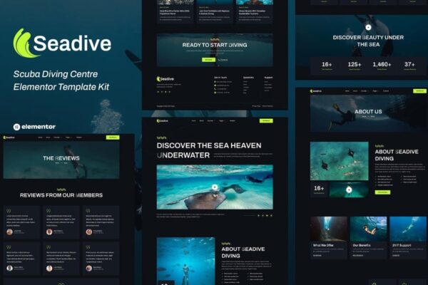 Seadive – Scuba Diving Centre Elementor Template Kit GPL