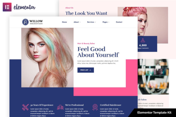 Willow - Hair & Beauty Salon Elementor Template Kit GPL