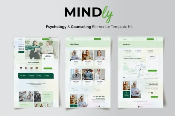 Mindly – ​​Psychology, Therapy & Counseling Elementor Template Kit GPL