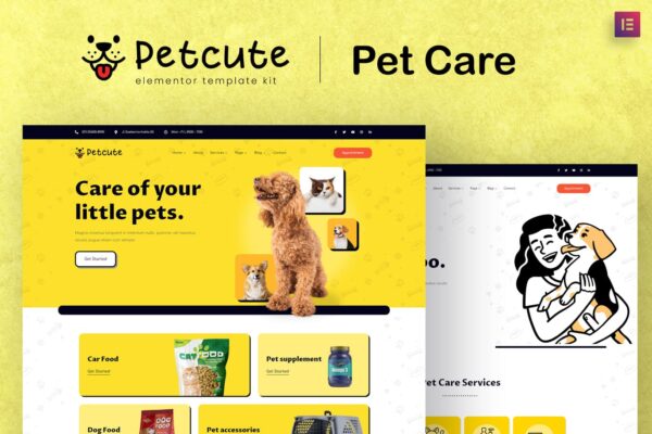 Pet Cute – Pet Care & Veterinary Elementor Template Kit GPL