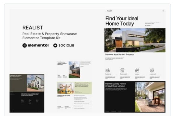 Realist - Real Estate & Property Showcase Elementor Template Kit GPL