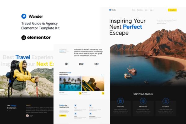 Wander - Travel Guide & Agency Elementor Template Kit GPL