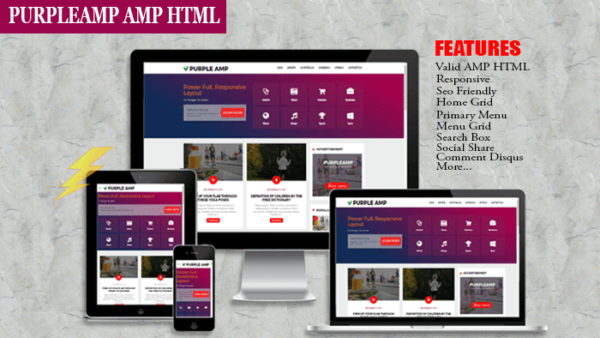 Purple AMP HTML Responsive Blogger Template GPL