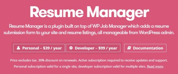 WP Job Manager Resume Manager Add-on GPL
