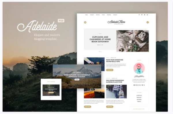 Adelaida Blogging PSD Template | Srmehranclub.com