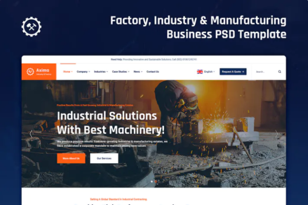 Axima - Factory and Manufacturing PSD Template | Srmehranclub.com