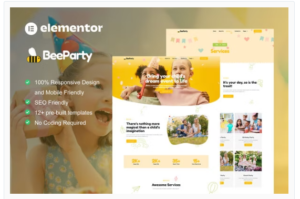 BeeParty - Kids Party Planner Elementor Template Kit Download