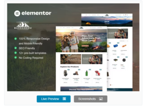 Download Barrameru - Outdoor Adventure Camping Store Elementor Pro Template Kit