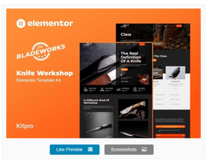 Download Bladeworks - Knife Workshop Elementor Template Kit