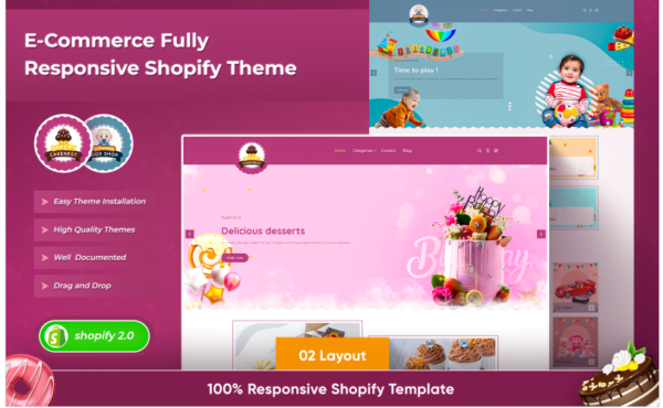 Download Cakenest - Kids Shop Responsive Shopify 2.0 Theme