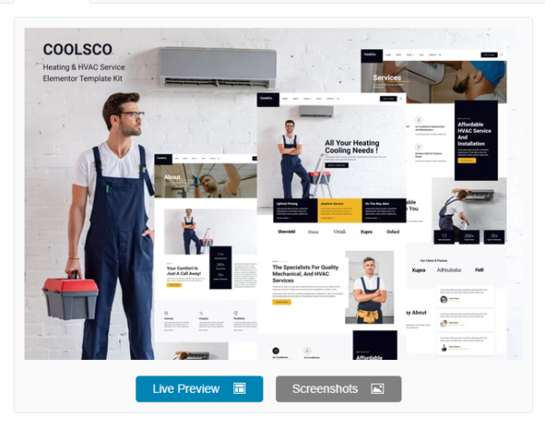 Download Coolsco - Air Conditioning Heating & HVAC Elementor Pro Template Kit
