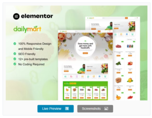 Download DailyMart - Grocery Store Elementor Template Kit