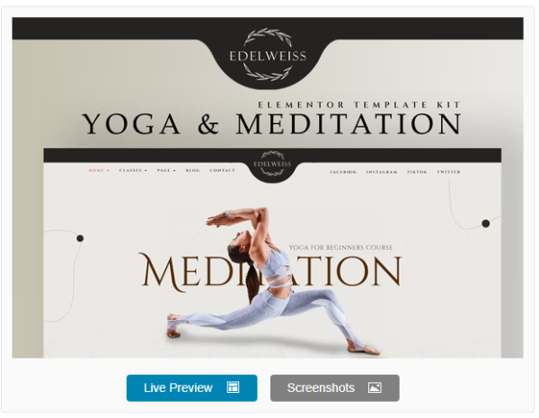 Download Edelweiss - Yoga & Meditation Elementor Pro Template Kit