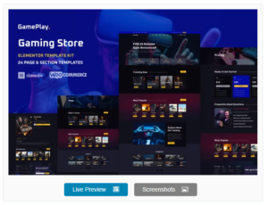 Download GamePlay - Video Game Store Elementor Template Kit