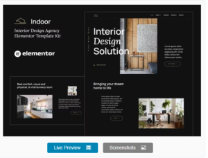 Download Indoor - Dark Interior Design & Architecture Agency Elementor Template Kit
