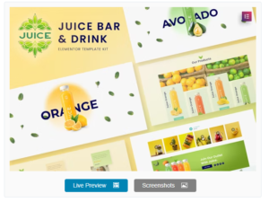 Download Juice Bar & Drink Elementor Template Kit