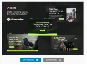 Download Keen - Dark Digital Marketing Agency Elementor Template Kit