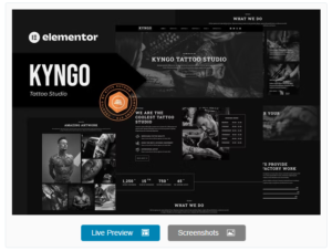 Download Kyngo - Tattoo Studio Elementor Template Kit