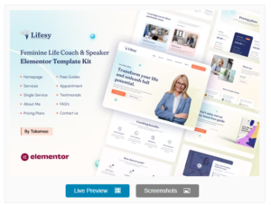 Download Lifesy - Feminine Life Coach & Speaker Elementor Template Kit