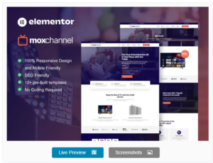 Download MoxChannel - TV Channel Service Elementor Template Kit