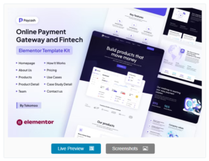Download Paycash - Online Payment Gateway & Fintech Elementor Template Kit