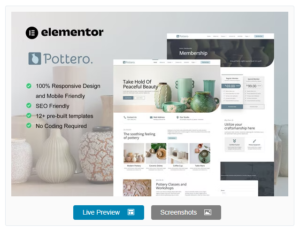 Download Pottero - Pottery & Ceramics Studio Elementor Template Kit