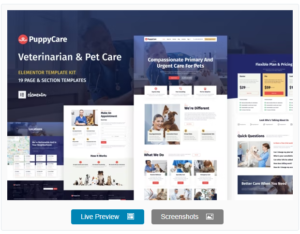 Download PuppyCare - Vetenarian & Pet Care WordPress Elementor Template Kit