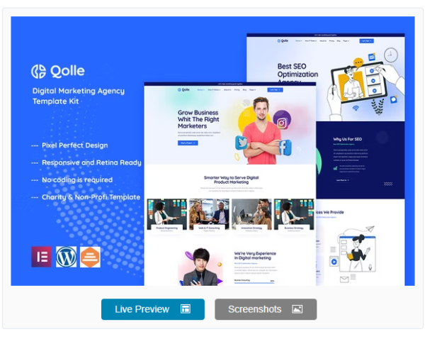 Download Qolle - Digital Marketing Agency Elementor Template Kit