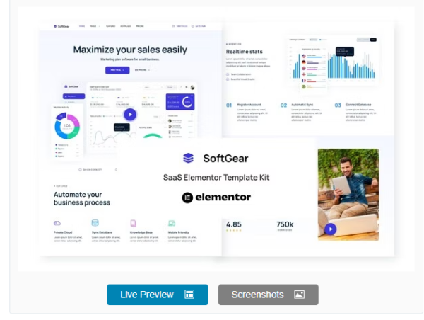 Download SoftGear - SaaS Elementor Template Kit