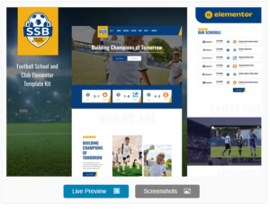 Download SSB - Football School & Club Elementor Template Kit