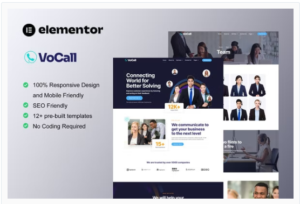 Download VoCall - Call Center & Telemarketing Elementor Template Kit