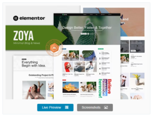 Download Zoya - Minimal Blog Elementor Template Kit