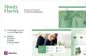 Monty Florist - Flower Boutique & Decoration Elementor Template Kit| Srmehranclub