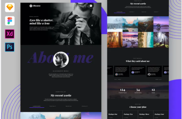 Obscura - Photography Portfolio Website PSD Template | Srmehranclub