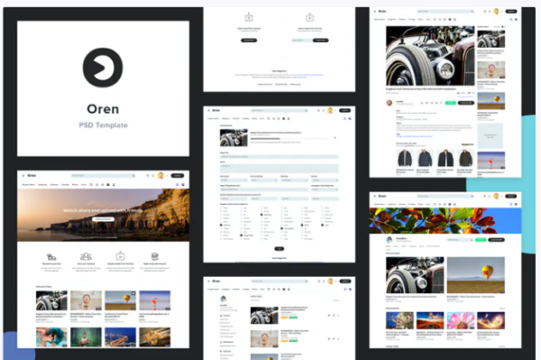 Oren - Video Sharing Website PSD Template | Srmehranclub