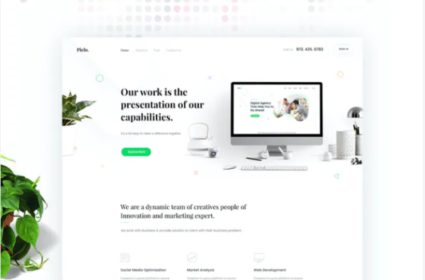 Piclo. Minimal Digital Agency PSD Template | Srmehranclub