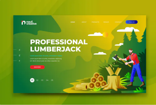 Professional Lumberjack Web PSD and AI Template | Srmehranclub