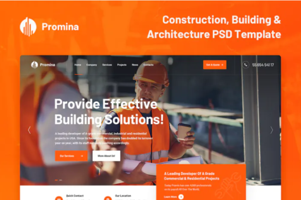 Promina - Construction And Building PSD Template | Srmehranclub