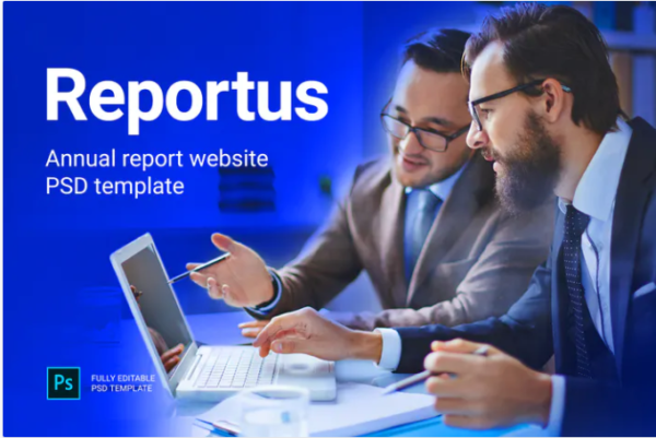 Reportus - Annual Report Website PSD Template | Srmehranclub