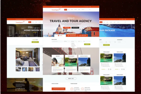 Travel And Tour Agency Website PSD Template | Srmehranclub